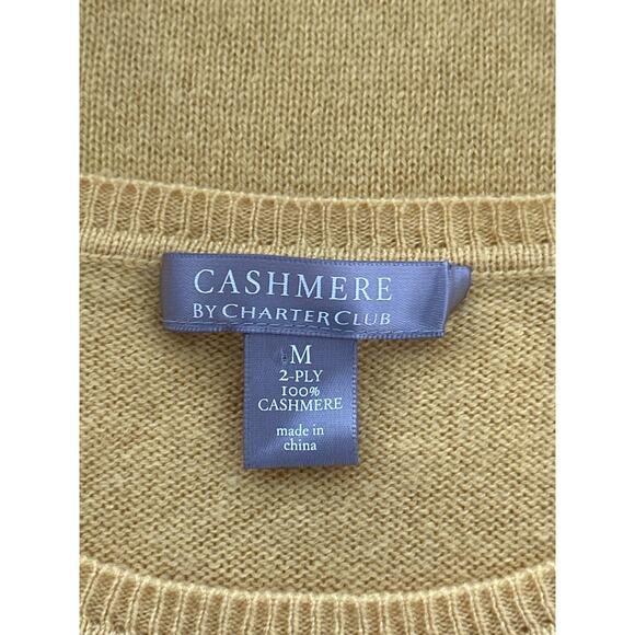 CASHMERE by Charter Club M Golden Yellow Quite Luxury Classic Casual Sweater - Picture 6 of 10